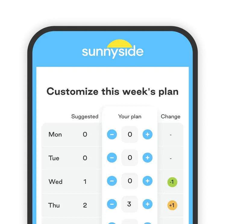 Screenshot of the weekly planning screen in the Sunnyside app.
